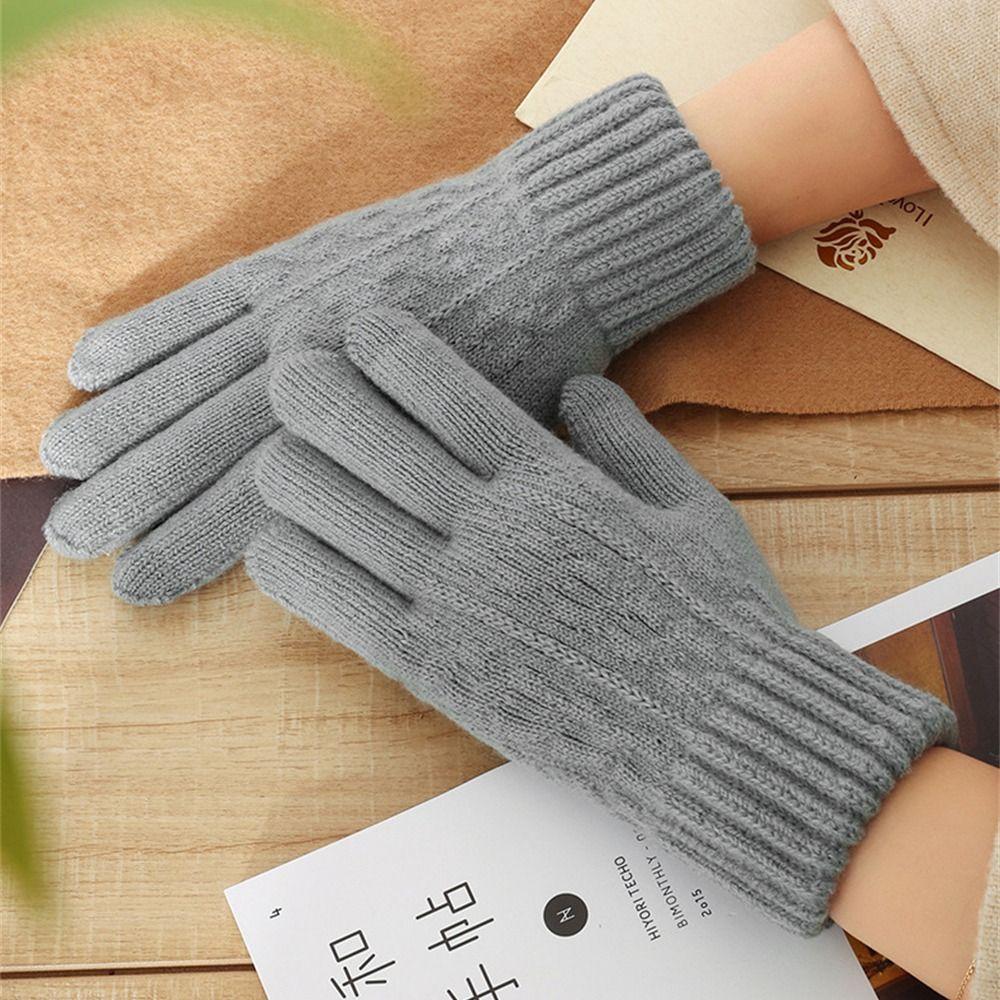 Windproof Cycling Driving Gloves Touch Screen All Finger Gloves Daily Short Mittens Winter
