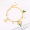 Gold-Plated Starfish Coconut Tree Flower Copper Bead Chain Bracelet Fashion for Women Girls Party Vacation Beach Jewelry Gift