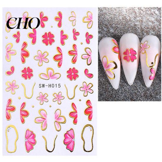 Self-adhesive Nail Decals Floral Art Stickers Spring Summer Flower Pattern Women Adhesive Manicure Decoration Home Salon DIY Supplies Peel Stick