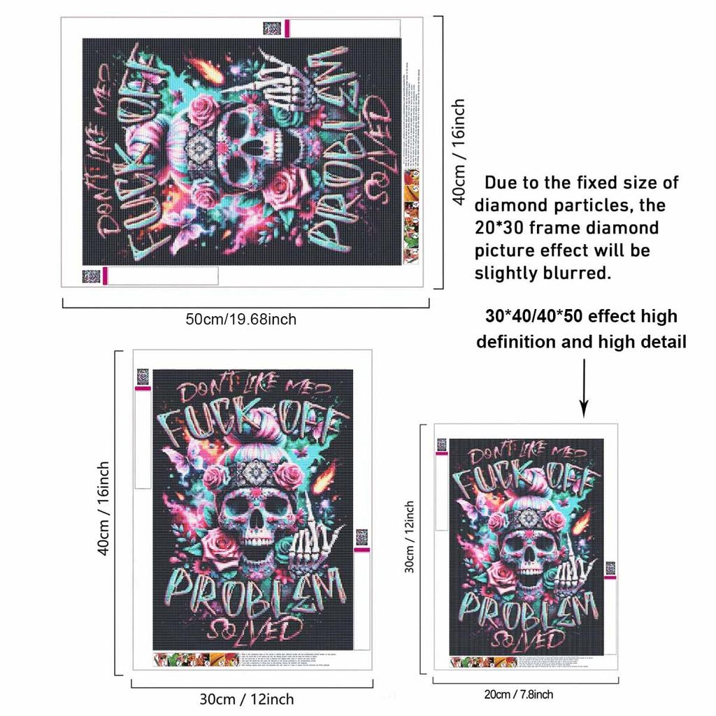 Skull Roses DIY Diamond Art Painting Kit with Shiny Resin Diamonds for Adults Relaxing Craft Wall Decor and Handmade Gift Idea Set Decor