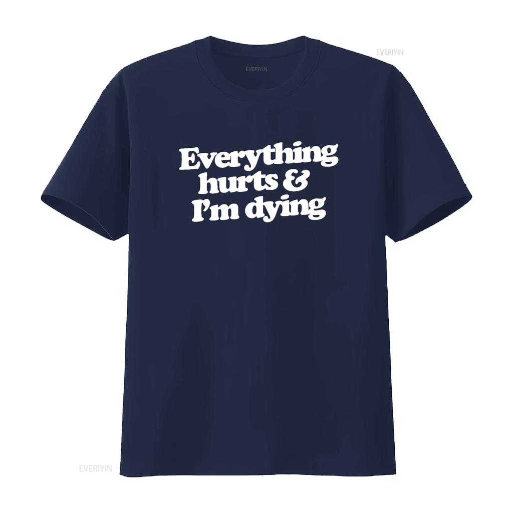 Alles tut weh Ich sterbe Shirt lustig Fitnessstudio T Humor Vintage Gewaschen Mode Vielseitig Stilvoll Lässig Streetwear Bequem Weich