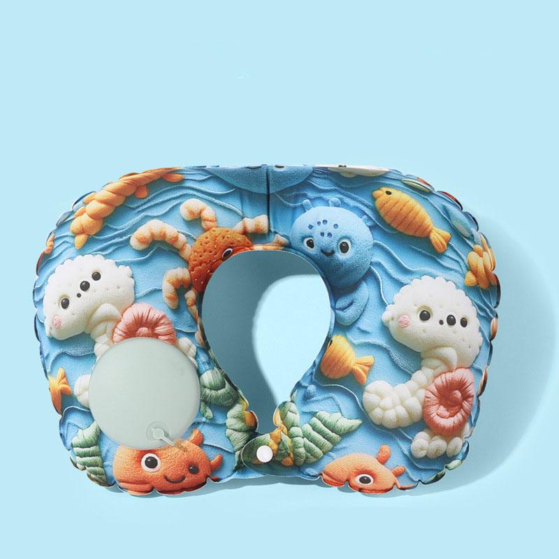 

1 Надувная подушка с нажимом, U-образная подушка, Складная U-образная подушка для шеи с двумя выступами, Портативная дорожная подушка для улицы