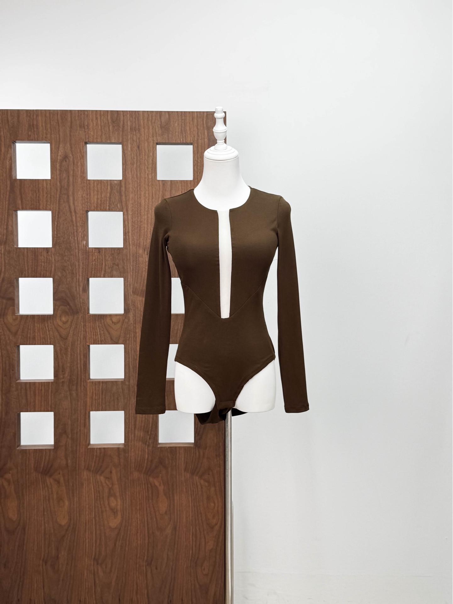 

Niche Design Women s Sexy Cut-out Bodysuit (No Bra Needed) - 2025 Autumn/Winter, High Elastic Waist-Cinching Slimming Fit Large кофейный