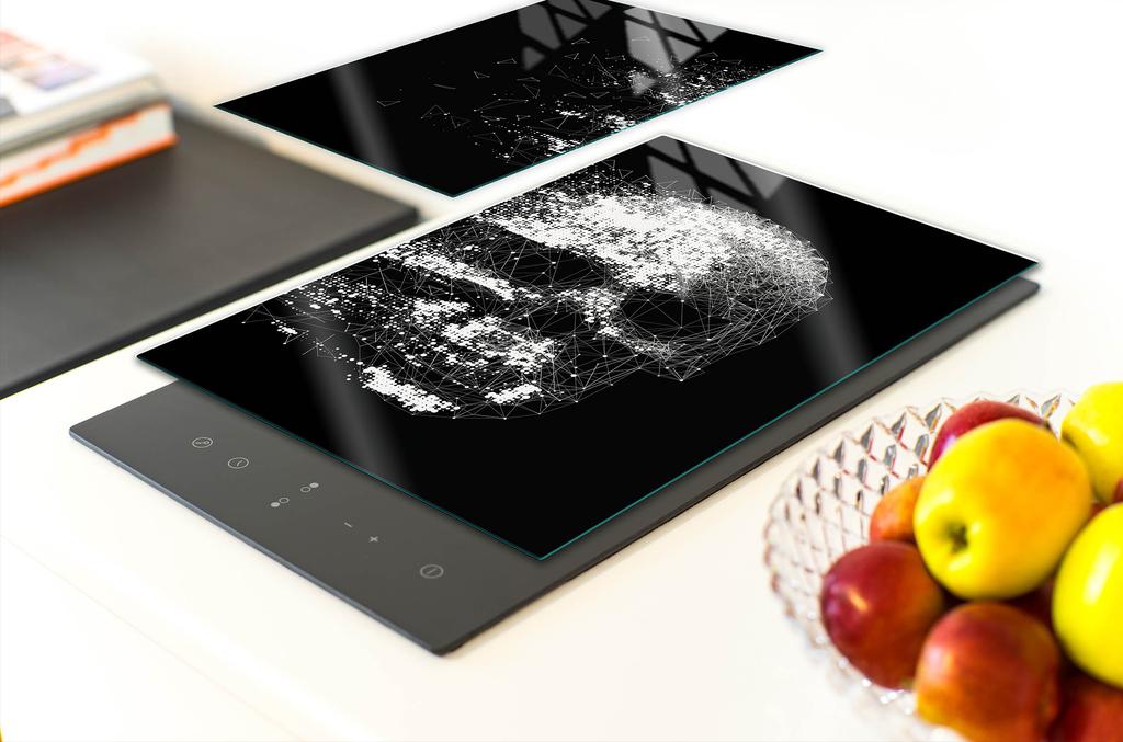 SZKLANA PŁYTA OCHRONNA DO KUCHNI 65x52 CZASZKA