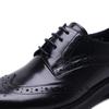 Men's Spring British Style Pointed Toe Cowhide Leather Lace-up Formal Shoes