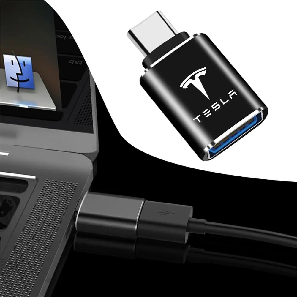 Car Sticker 2025 Hot 1Pcs USB To Type-C OTG Adapter Female Converter Phone Charger For Tesla Model 3 Model S X Model Y Roadster