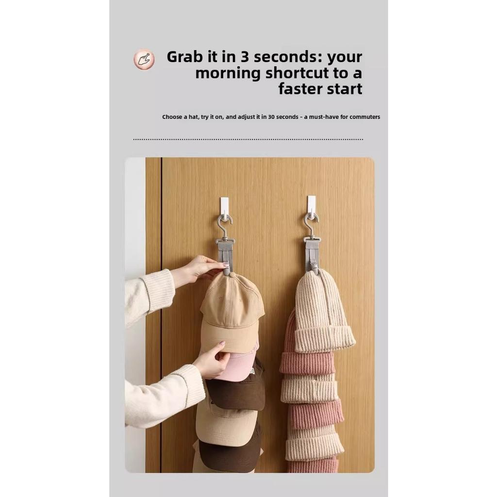 10-1set Hat Storage, with 8 Clips, Can Hold 8 Baseball Caps, Used for Home and Closet Hat Storage, Home Scenes, Wardrobe Hat Hanging Artifact