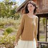BETU Women's Twisted Knit Long-Sleeve Sweater
