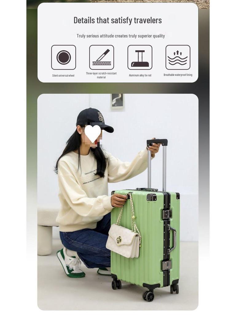 מזוודת טרולי עם שלדת אלומיניום חזקה, גלגלים שקטים ומנעול קומבינציה - קיבולת גדולה לגברים, נשים וסטודנטים