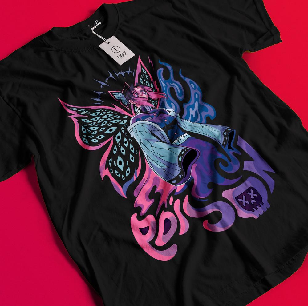Demon Slayer Shirt Shinobu Kocho Tshirt Tanjiro T-Shirt Muzan Doma Kokushibo Tee BB939