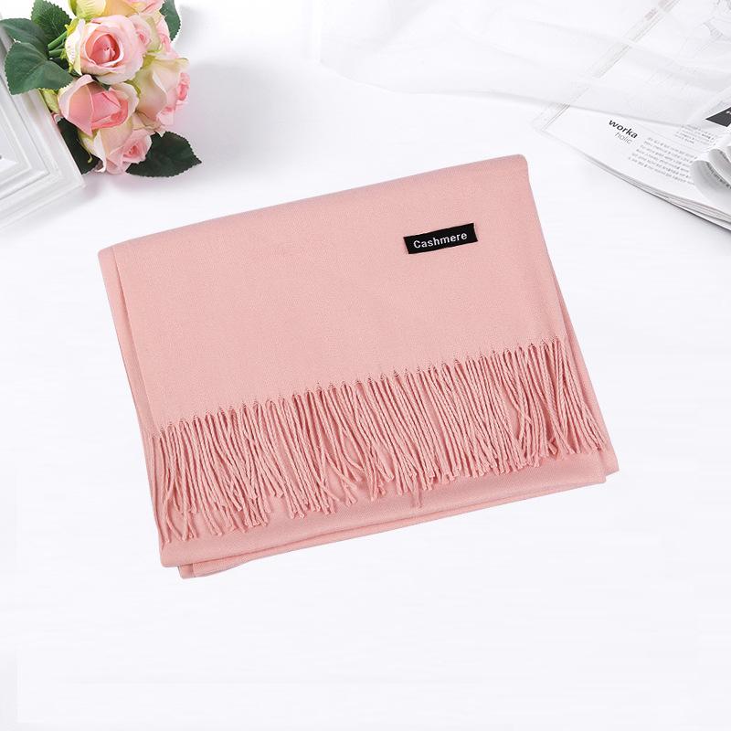 Solid color imitation cashmere scarf women's winter high-end sense versatile warm shawl men's scarf annual meeting red scarf