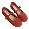 Französische Wildleder Mary Jane Schuhe Frühling und Sommer Retro sanft weichsohlige Rock runde Zehen flacher Boden ein Pedal leichter Mund einzelne Schuhe