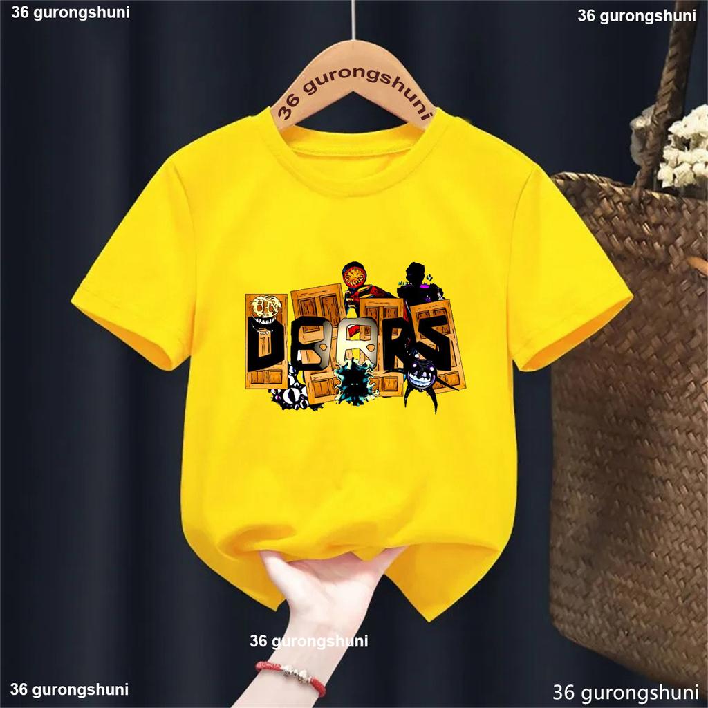 Summer Casual All The Entities New Doors Game Update Kids T-Shirt Cartoon Print Boys Tshirt Boys/Girls Clothes Shirt Tops