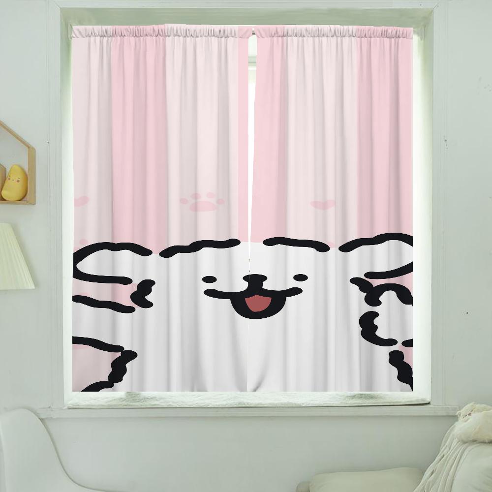 Home Interior Kitchen Curtains for Living Room 2 Pieces Blackout Curtains Door Curtain Maltese Dog Partition Bedroom Decoration