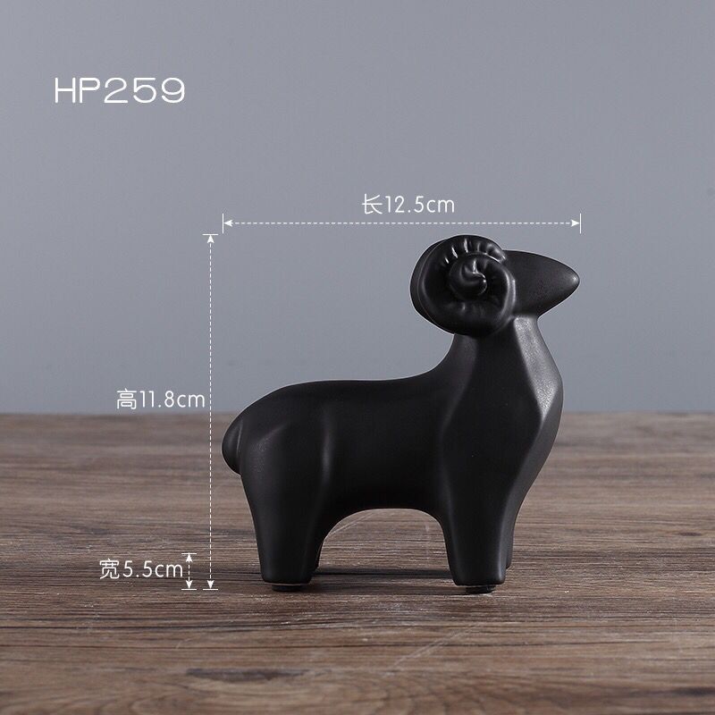 Keramik Baumwollschaf Figuren Miniaturen Abstrakte Tiere Schwarz Weiß Figur Skulpturen Heimdeko Ornamente Porzellan Handwerk
