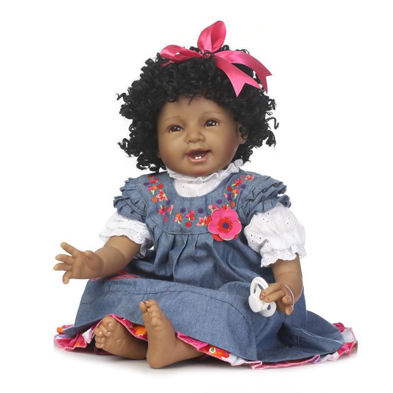 Realistic Black Skin Baby Doll - Popular Gift for Foreigners 55 cm как