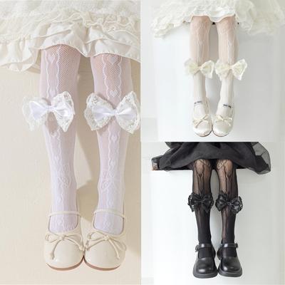 Mooie Geïnspireerde Panty's Comfortabel Ademend Mesh Ontwerpen met Strikjes Hoge Elastische Mesh Leggings voor Meisjes