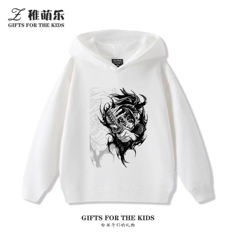Sudaderas con capucha para niños con estampado de Demon Slayer, sudaderas informales de otoño/invierno para niños y niñas.