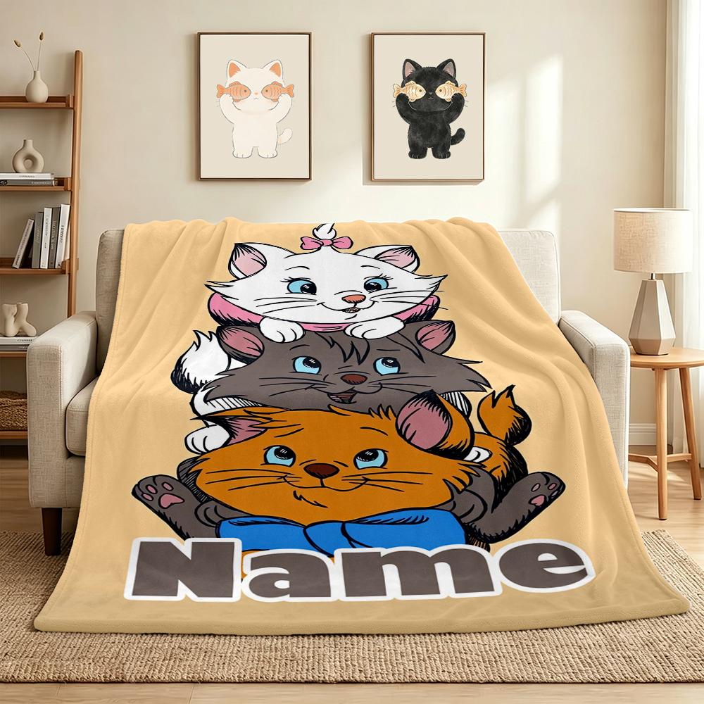 Custom Name Cat Love Flannel Blanket Throw Blanket Soft Warm Sofa Bed Decor Unique Gift