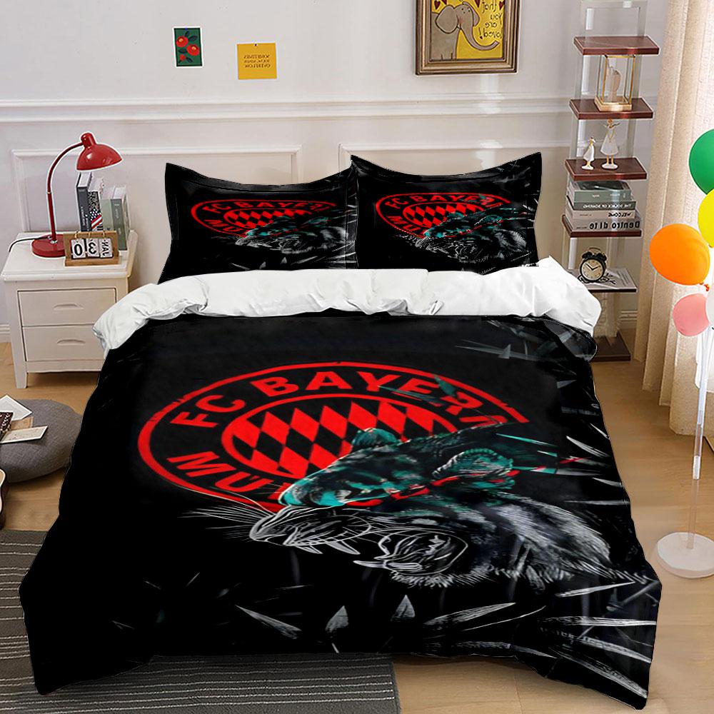 Red FC Bayern logo. Bedding sets Duvet cover sets Duvet covers Pillowcases(1 * Duvet Cover 2 * Pillowcases without duvet insert)