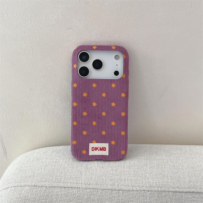 Retro Yellow Star Fabric Phone Case for iPhone 15, iPhone 16, iPhone 17 Pro Max