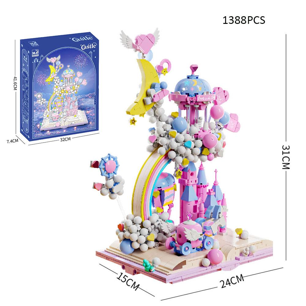 1388Pcs Pink Fantasy Castle Model Construction Blocks Set Diy Castle In The Sky Princess Palace Blocks Toys For Girl Birthday  Gifts