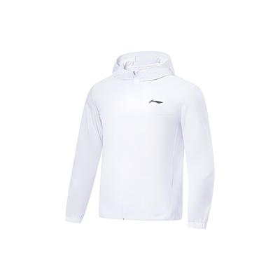 Li Ning Koşu Serisi Düz Renk Fermuarlı Güneş Korumalı Rüzgarlık Ceket Erkek ceketleri Beyaz AFDT185-5