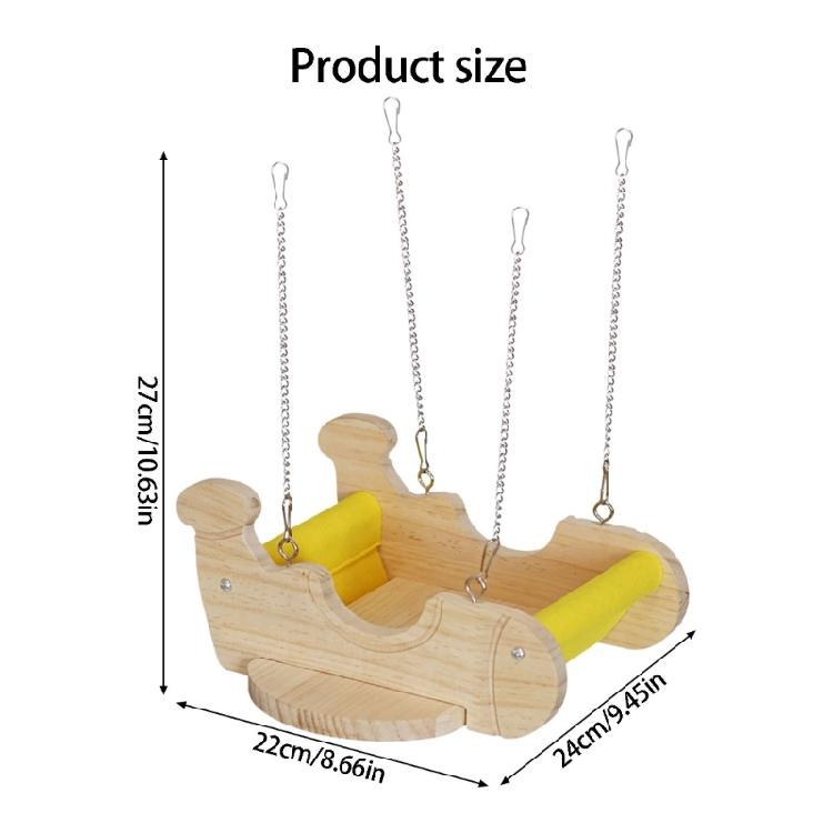 Natural Wooden Small Pet Swing Hammock Chew Proof Hanging Bed Toy For Chinchilla Cage Exercise Entertainment Activity