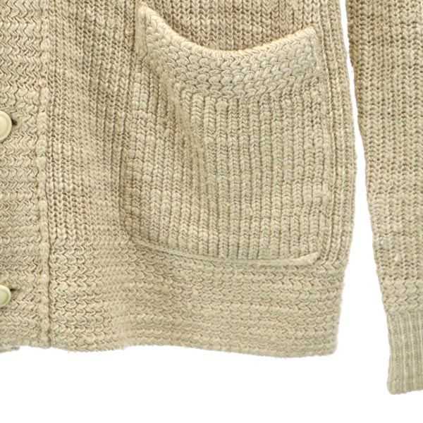 RRL 1 Star 100% Silk Long Sleeve V-neck Knit Cardigan S Beige Men's Used