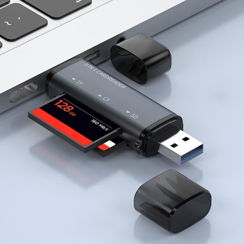 Universal USB C Card Reader Aluminum Alloy Adapter Compatibles TF Cards Up To 1TB Storage Support