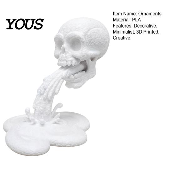 Dark Niche Atmosphere Decor 3D Printed Skull Water Flow Ornament, Creative Statue with Long-lasting Figure Stable Base, Compact Gothic Decoration,