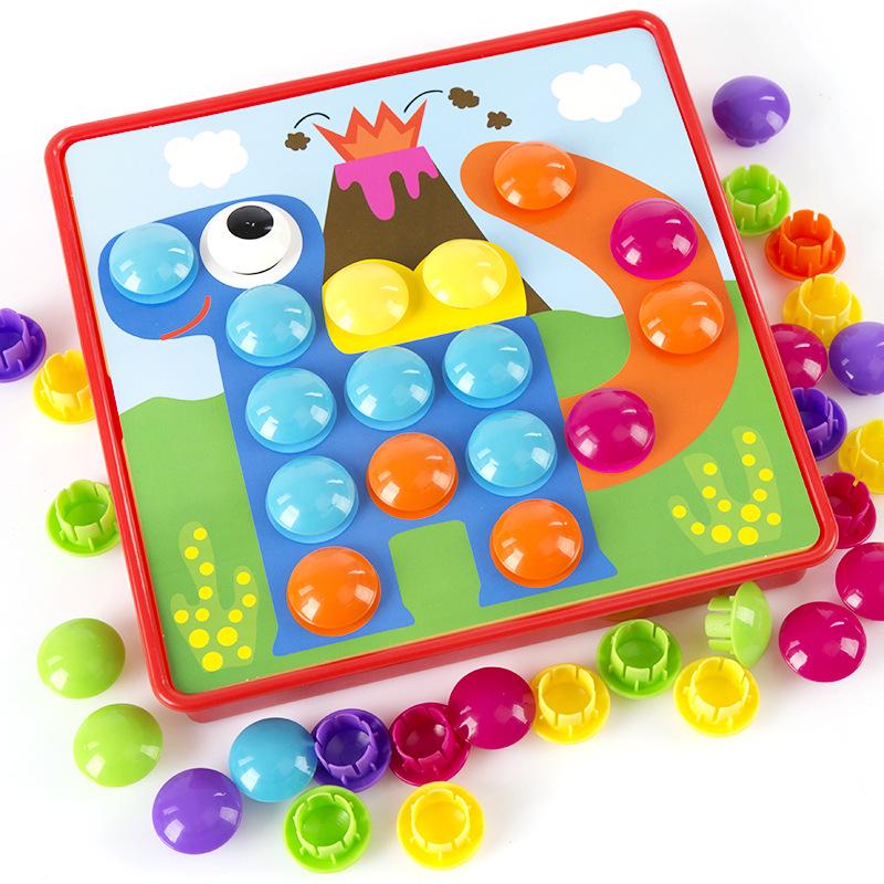 Children's Large Particle Button Art Board: Educational Hands-on Mushroom Nail Puzzle Toy for Kindergarten