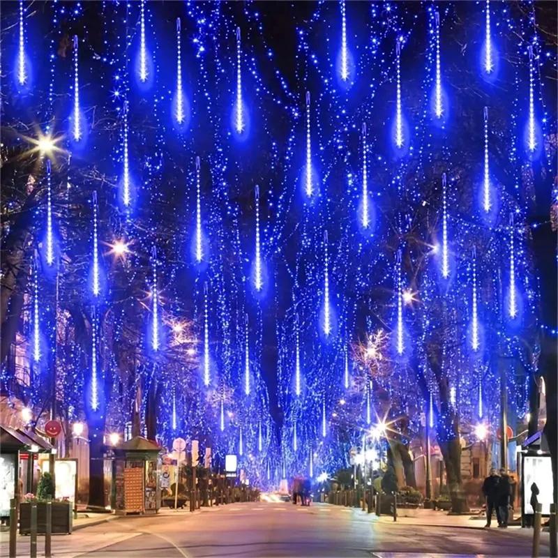 EU Plug Meteor Shower Led Fairy String Lights Street Garlands Party Decorations for Holiday Halloween Wedding Birthday Christmas