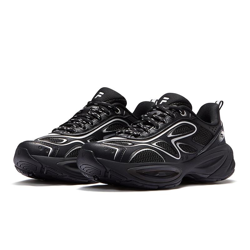 Fila Fusion Buzzard II Meteor Shoes Comfortable Versatile Low Top Casual Shoes Women Sneaker Black Silver T12W521109FBS