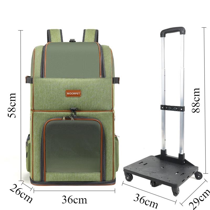 Double Layer Cat Backpack Detachable Pet Trolley Cart Breathable Large Space Cats Travel Backpack Cat Small Dog Outdoor Carrier