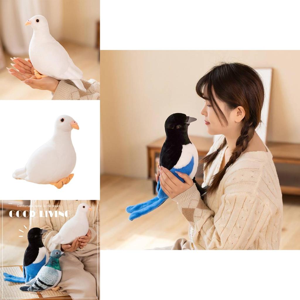 Realistic Plush Pigeon Toy With Soft Pp Cotton Filling, Perfect For Decor And Gifts, Available In White And Green