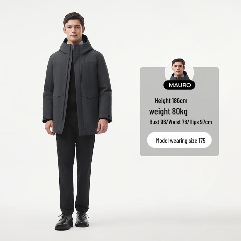 Tanboer Men's Hooded Goose Down Jacket with Removable Liner