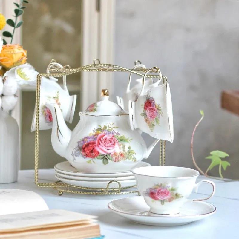 Flower Ceramic Teapot – Heat-Resistant Kettle with Handle for Hot & Cold Drinks At Home