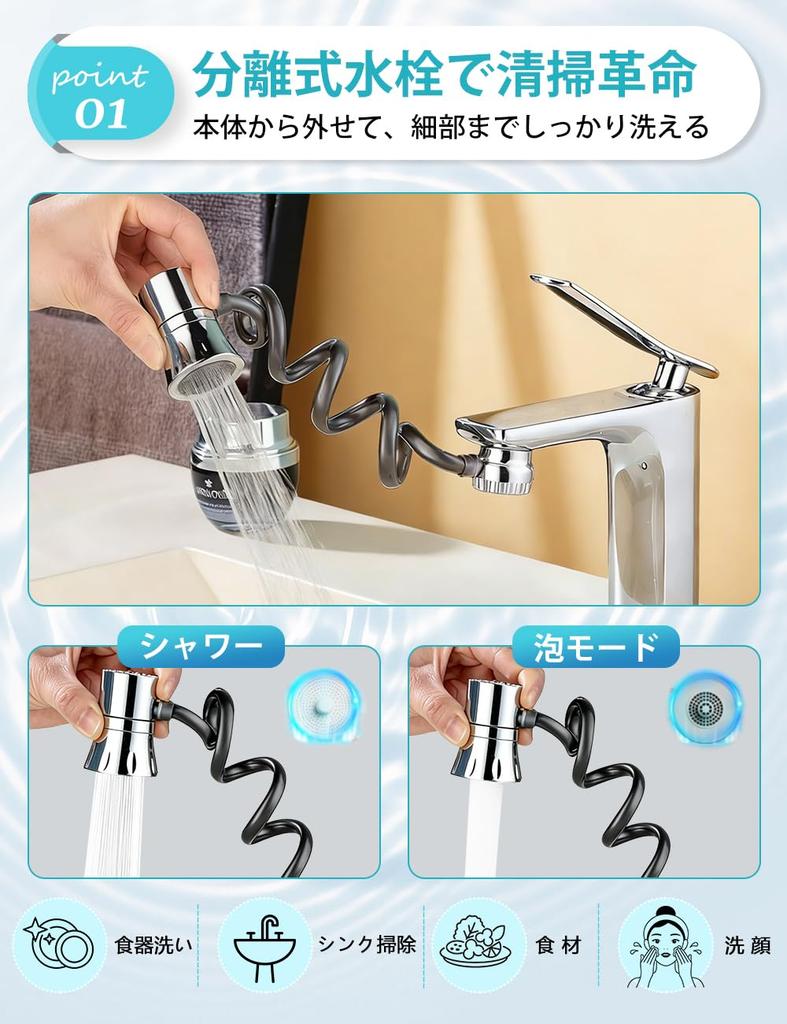 Kitchen Faucet Shower Head 4x Wider Cleaning Rotating Swivel Replacement Faucet Nozzle for Sink Suitable for and Washroom Includes Japanese