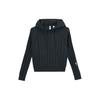 Lässige Sportserie Gestreiftes Design Kurzes Lockeres Kapuzensweatshirt Damen Sweatshirt Carbon-Schwarz JM4255