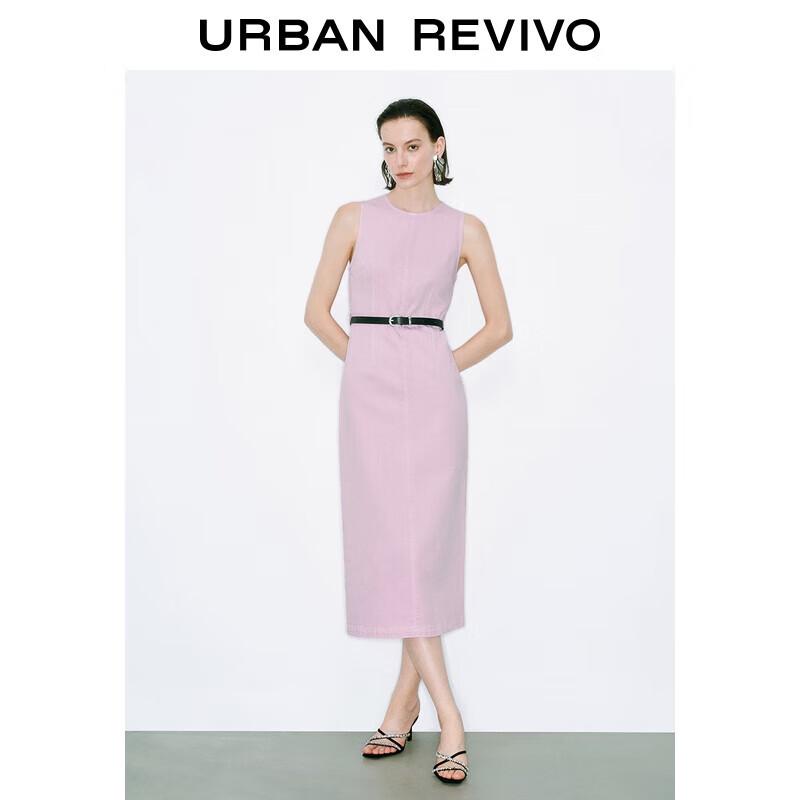 

UR2025 Women s Sleeveless Belted A-Line Dress S