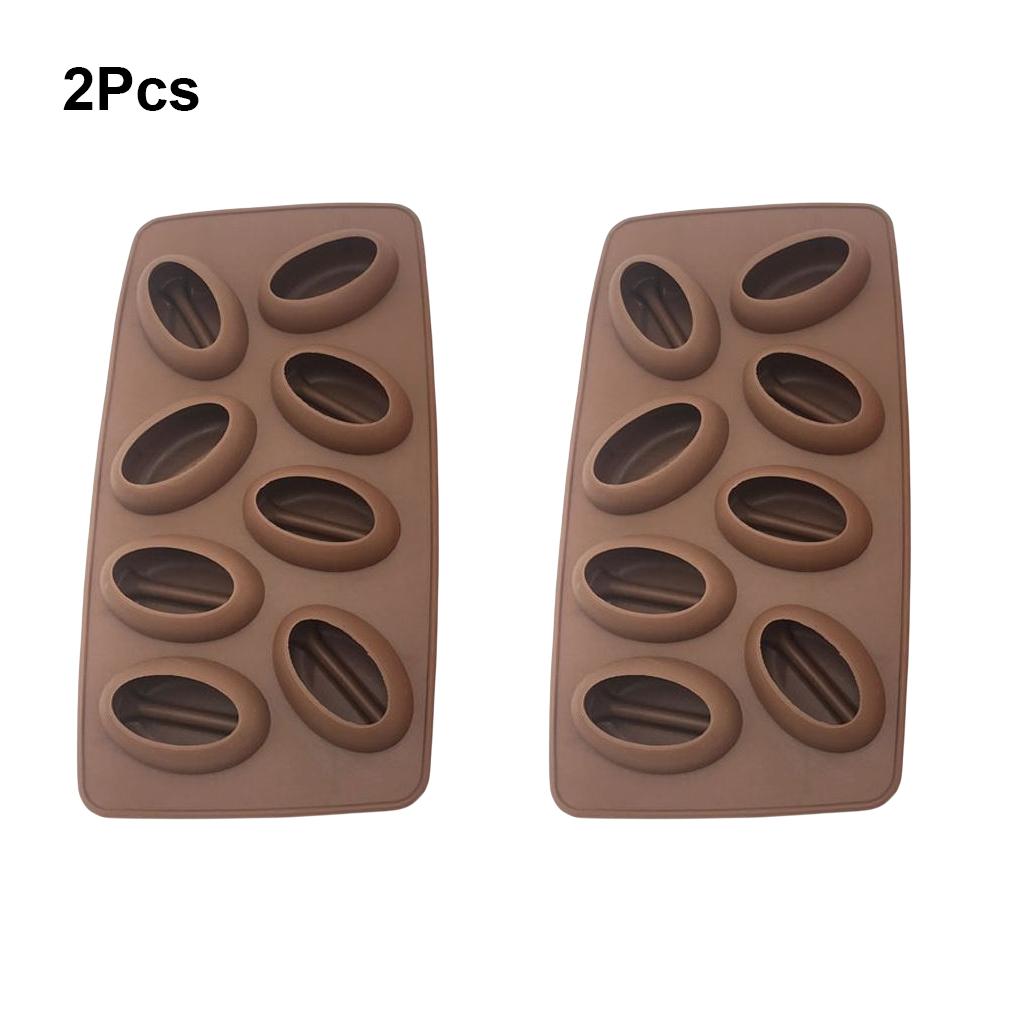 2 Pieces Coffee Bean Ice Cube Mold Chocolate Silicone Handmade Jelly Cake Multifunction Dishwasher Mould Coffee