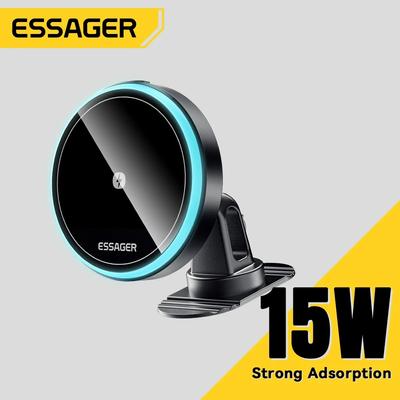 Essager 15W magnetyczny bezprzewodowy uchwyt samochodowy na telefon regulowana ładowarka samochodowa 360 stopni do iPhone15 14 13 Pro Samsung uniwersalny telefon