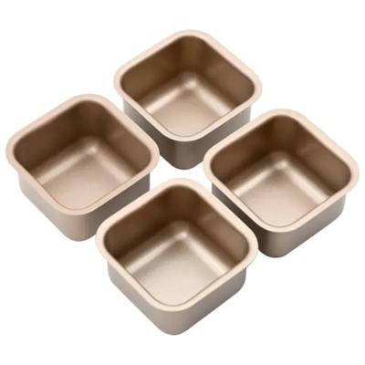 4 stk. Mini Kageforme - Firkantede Kagebageforme - Bagefirkantede Kageforme - Rustfrit Stål Mousse Kagebageforme.