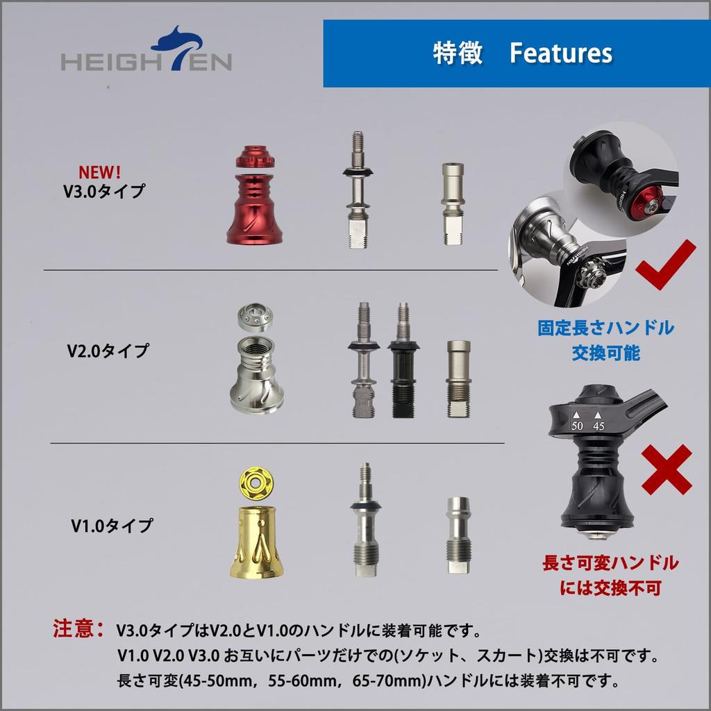 HEIGHTEN Verbesserter Rollenkurbelrock V3.0 für HEIGHTEN Spinnrollenkurbeln (Rotguss) (166)