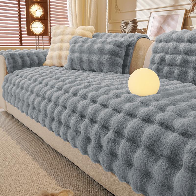 Internet Celebrity Tutu Velvet Sofa Cushion  Autumn And Winter New French Retro Plush Seat Cushion Fixed Non-Slip Cover