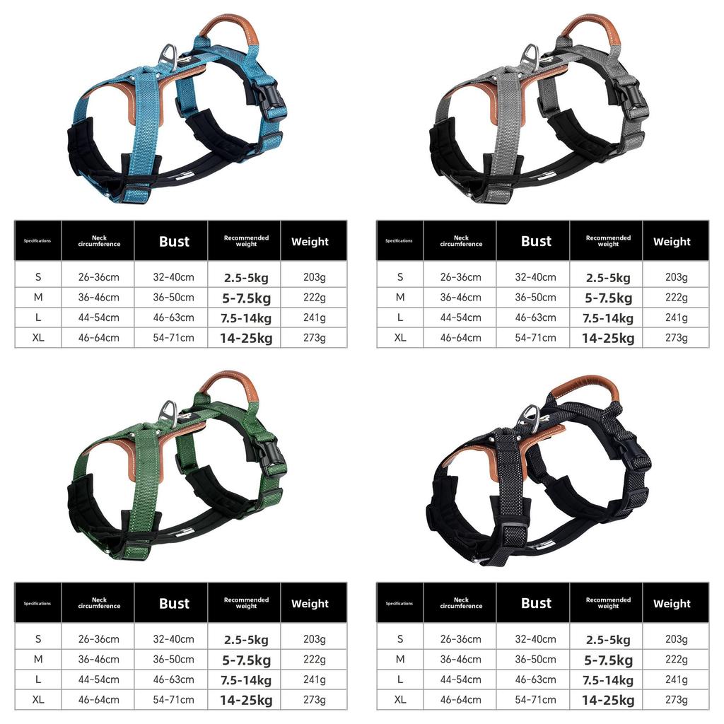 Pet Harness With Reinforced Leather Back Support No Resist Durable For Active Dogs