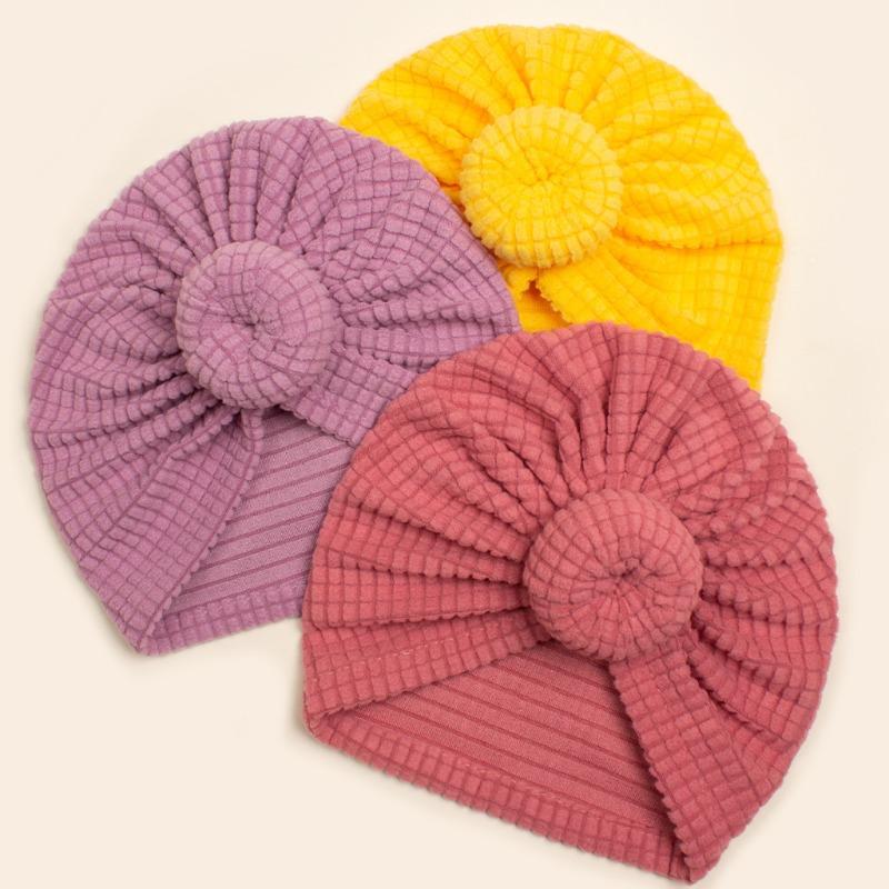 New Baby Solid Color Donut Headscarf Hat, Children's Soft Elastic Pullover Hat, Autumn and Winter Baby Hat