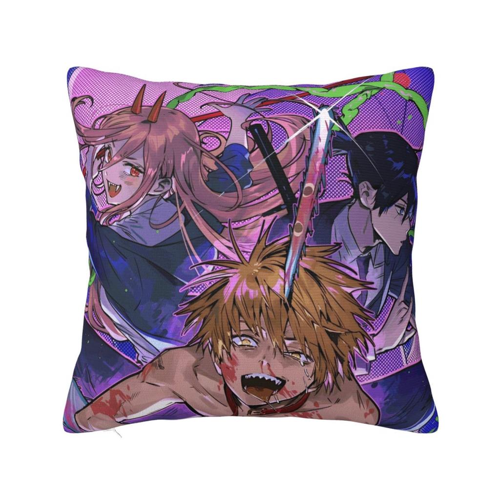 Anime Chainsaw Man Pillow Case Cushion Covers Customized Polyester Decor Pillowcover for Seat 45x45cm