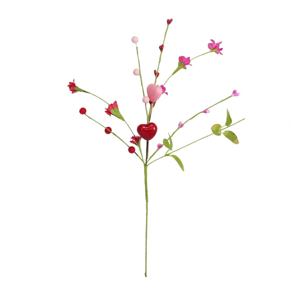 Valentine's Day Artificial Berry Stems Pink Red Heart Shaped Berry Picks for Valentine Day Wedding Party Anniversary Home Decor